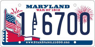 MD license plate 1AF6700