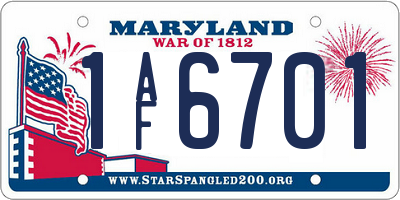 MD license plate 1AF6701
