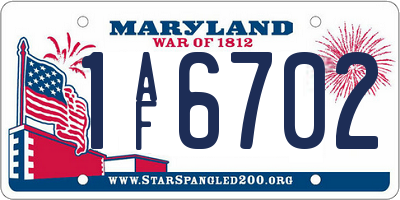 MD license plate 1AF6702