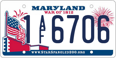MD license plate 1AF6706