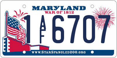 MD license plate 1AF6707