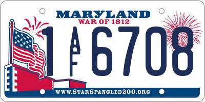 MD license plate 1AF6708