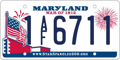 MD license plate 1AF6711