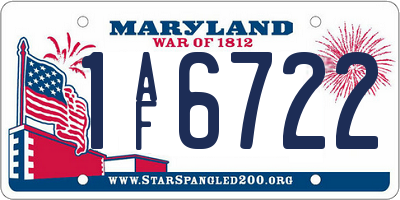MD license plate 1AF6722