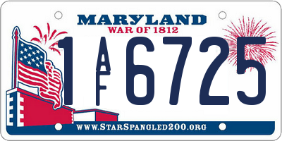 MD license plate 1AF6725