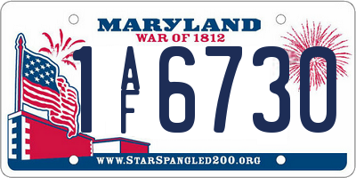 MD license plate 1AF6730