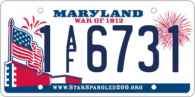 MD license plate 1AF6731