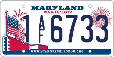 MD license plate 1AF6733