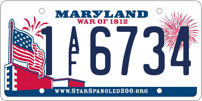 MD license plate 1AF6734
