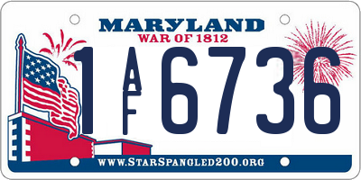 MD license plate 1AF6736