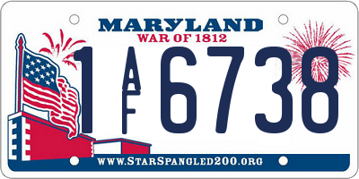 MD license plate 1AF6738