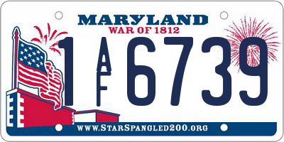 MD license plate 1AF6739