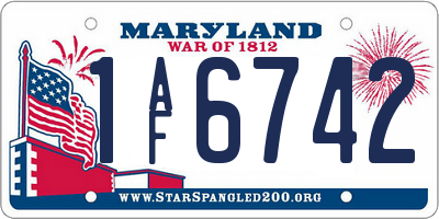 MD license plate 1AF6742
