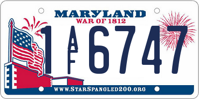 MD license plate 1AF6747