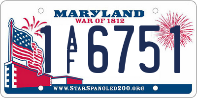 MD license plate 1AF6751