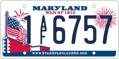 MD license plate 1AF6757