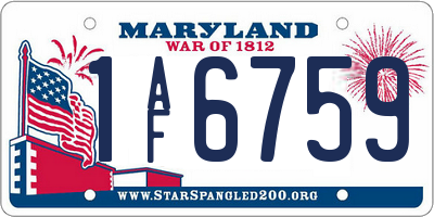 MD license plate 1AF6759