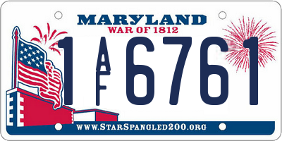 MD license plate 1AF6761