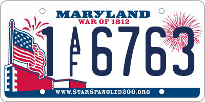 MD license plate 1AF6763