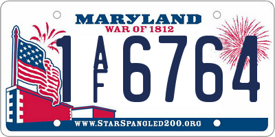 MD license plate 1AF6764