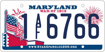 MD license plate 1AF6766