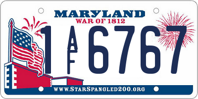 MD license plate 1AF6767