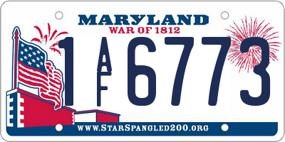 MD license plate 1AF6773