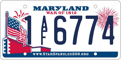 MD license plate 1AF6774