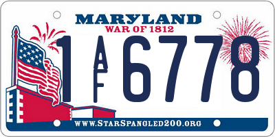 MD license plate 1AF6778