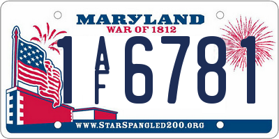 MD license plate 1AF6781