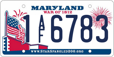 MD license plate 1AF6783