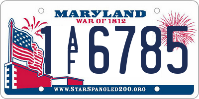MD license plate 1AF6785