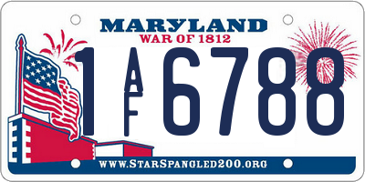MD license plate 1AF6788