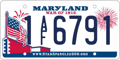 MD license plate 1AF6791