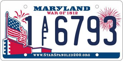 MD license plate 1AF6793