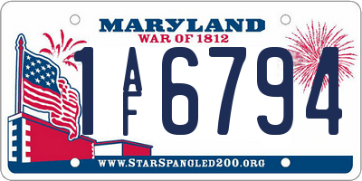 MD license plate 1AF6794
