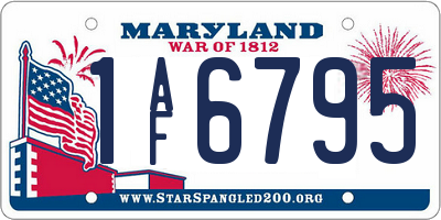MD license plate 1AF6795