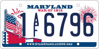 MD license plate 1AF6796