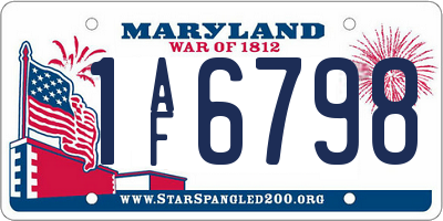 MD license plate 1AF6798