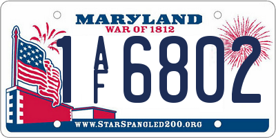 MD license plate 1AF6802
