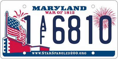 MD license plate 1AF6810