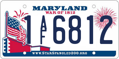 MD license plate 1AF6812