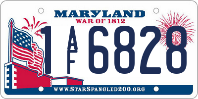 MD license plate 1AF6828