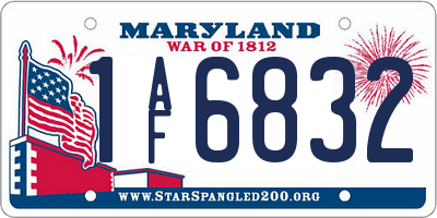 MD license plate 1AF6832