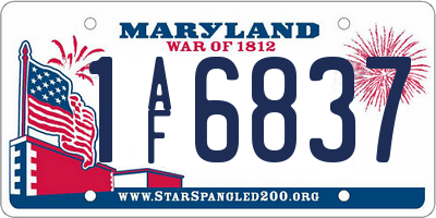 MD license plate 1AF6837