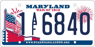 MD license plate 1AF6840