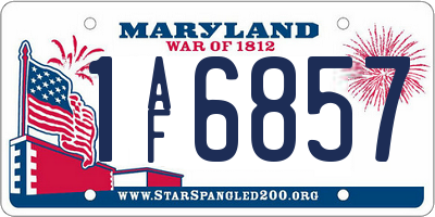 MD license plate 1AF6857