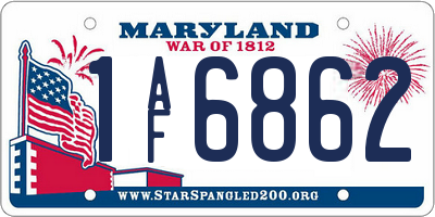 MD license plate 1AF6862