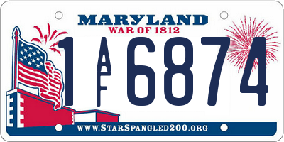 MD license plate 1AF6874