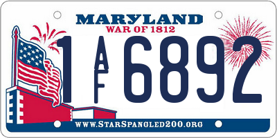 MD license plate 1AF6892